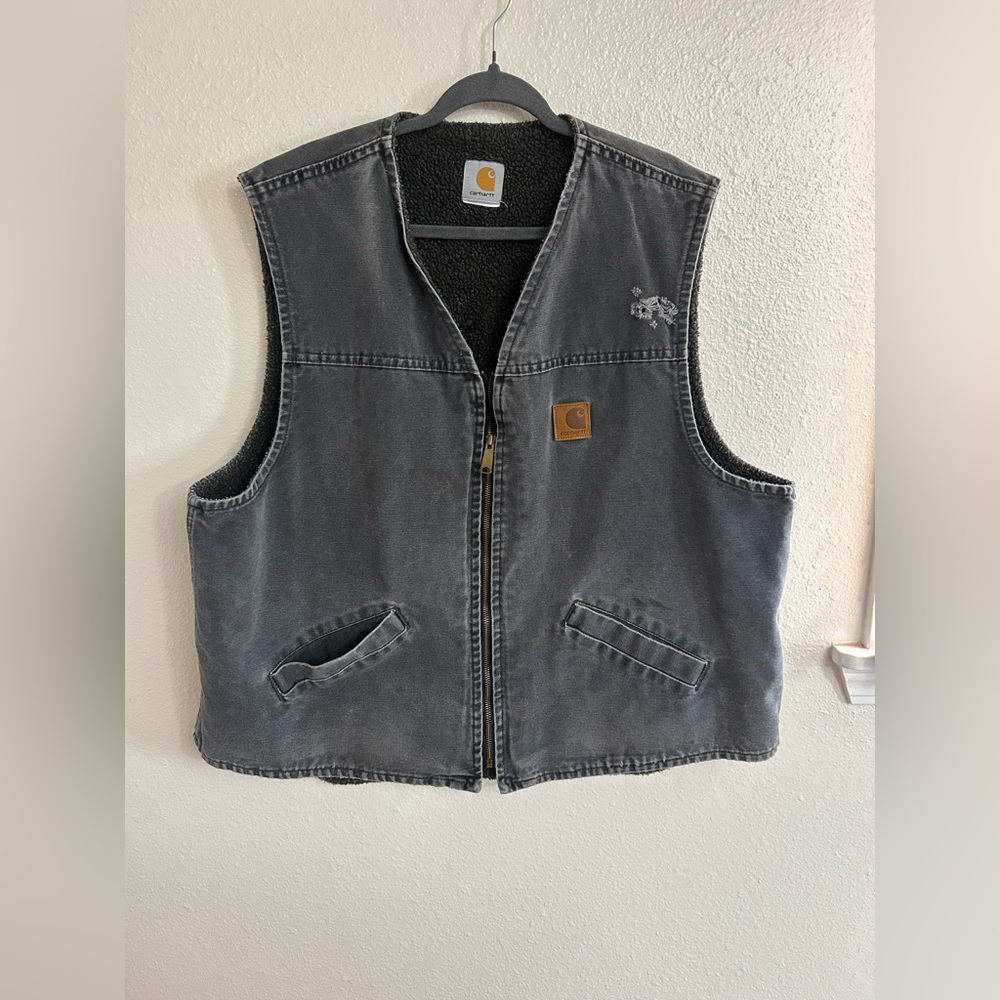 Vintage Carhartt Duck Canvas Fleece Lined Vest Mens Size 2XL